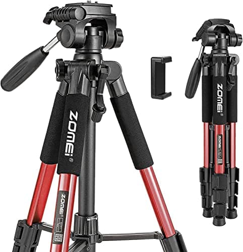 ZOMEI Q111 55-inch Smartphone Tripod Flexible Aluminum Travel Tripod (Red)