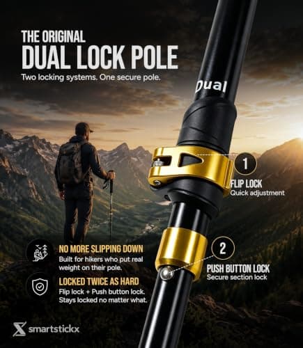 SmartstickX Trek Lock Trekking Pole Set of 2 w/Dual Lock & Cork-EVA Grip — view 2