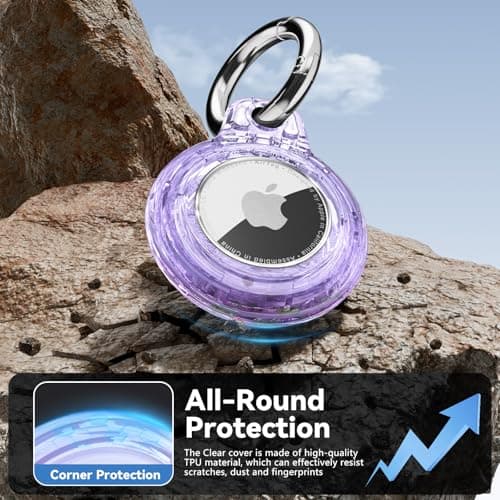 TNSNK for AirTag Holder Keyring, 1 Pack,Clear Purple — view 5