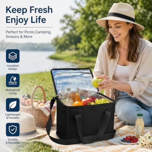 ALLGAYER Black Small Cool Bag Foil Insulated Lunch Cooler Box 1 Pack — view 3