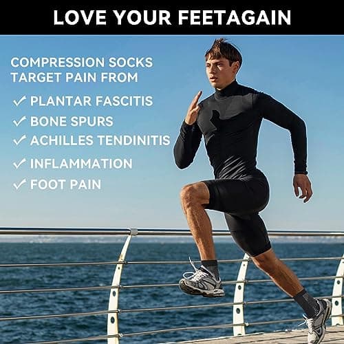 Fantasyon 4 Pairs Plantar Fasciitis Socks, Neuropathy Socks Compression Socks Neuro Socks for Women Men Ankle Support for Sprained Ankle for Sport Arthritis Pain Relief-Black,L/XL — view 4