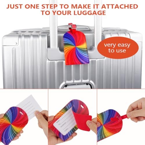 flintronic Travel Luggage Tags, 2PCS Baggage Labels, Suitcase ID Tags, Handbag Tag Labels, Luggage Suitcases Tags for Preventing Loss of Bags and Suitcases-Rainbow — view 5