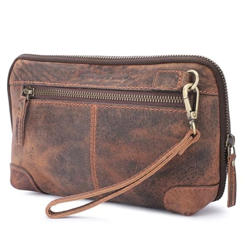 Leatherganic Cosmetics Case Travel Organizer Pouch Portable Tech Bag with Zipper Closure Leather Toiletry Bag for Men & Women Cord Storage Case Large Dopp Kit Makeup Bag Handbag Organizer