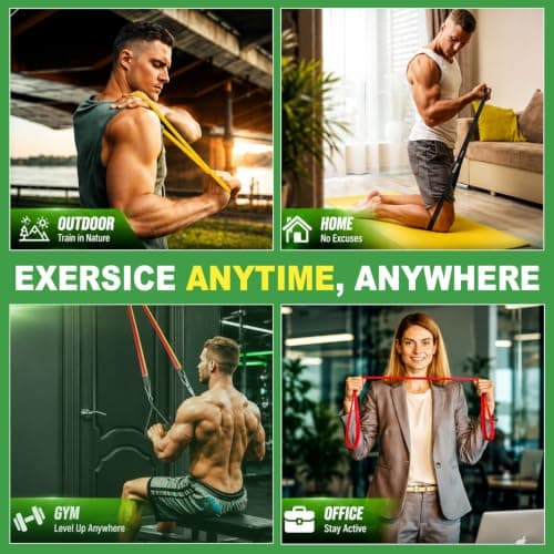 TRENDE Essentials Resistance Bands Set, Pull Up Assistance Bands 5–125 lbs with Handles, Door Anchor & Carry Bag, Exercise Bands for Strength Training, Stretching, Yoga, Pilates & Home Gym Workouts — view 6