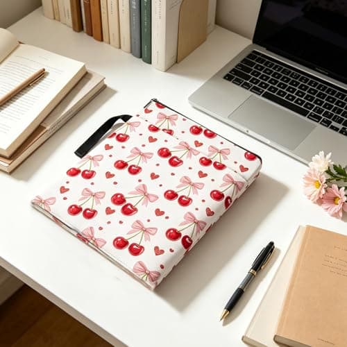 Cherry Bow Book Sleeves, Cute Pink Bow Book Bags for Women, Waterproof Book Pouch with Hanging Rope, Book Lover Gift — view 4