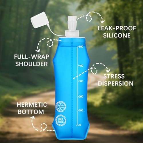 Euqvunn 2PCS Collapsible Water Bottle - BPA- free TPU, Reusable Soft Flask 250ML - Dust and Leak Proof for Hydration Vest, Outdoor Running, Hiking, Camping, Cycling, Travel — view 6