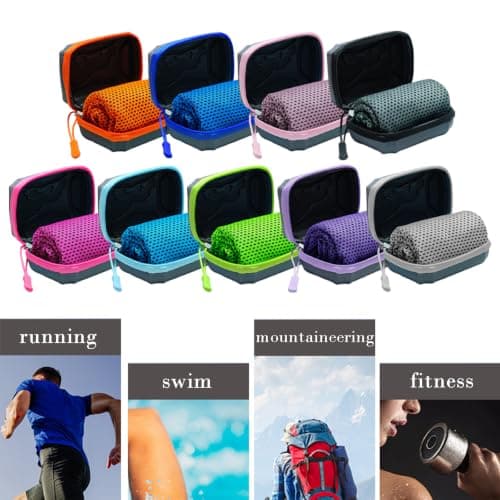 Cooling Towel with EVA Hard Case, Instant Ice Towel for Neck Face, Soft Breathable Gym Towel, Fast Drying Cooling Scarf for Workout, Hiking & Sports (A-4) — view 2