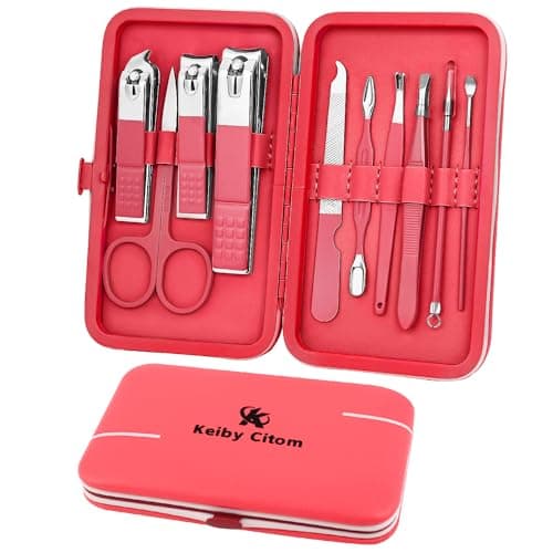 Manicure Set 10pcs Professional Nail Clippers Kit, Sakura Pink