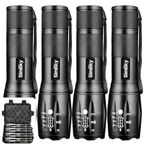 SIMILKY 3Pack Torches Led Super Bright, Hand Led Torch 1200 Lumen, Powerful Torches Battery Powered Water Resistant 5 Modes Tactical Torch for Camping (4 Pack)