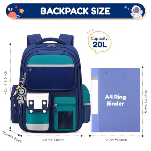 Amythe School Backpack for Boys 8-12 Years, Multi-Compartment, Green — view 3