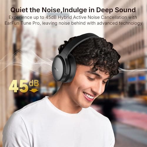 EarFun Tune Pro Active Noise Cancelling Headphones, Wireless Over Ear — view 2