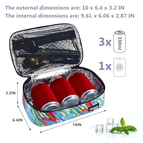 Gloppie Insulated Lunch Bag Soft Cooler Bag Durable Thermal Lunch Box for Work/School/Picnic/Outdoor, Small Food Containers Portable 3.5L Lunchbox for Women Men Kids Girls Ladies, Multicolour — view 4