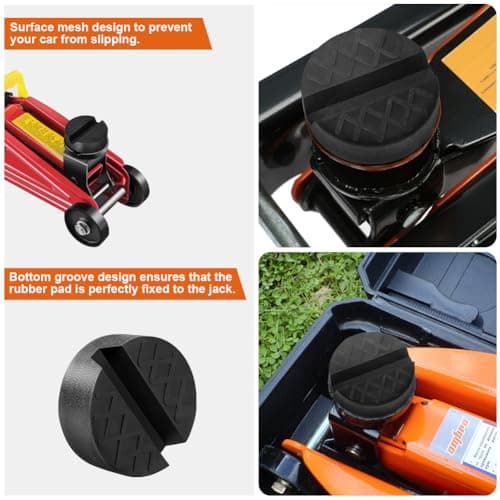 URAQT Car Jack Pad, Universal Floor Jack Rubber Pad, Slotted Trolley Jacking Blocks Adapter, Pinch Weld Side Frame Rail Protector for Trolley Jack, Vehicle Lift and Axle Stand, 65 * 65 * 33MM — view 3