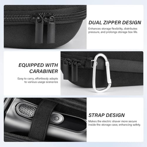 AOGOE Braun Series Electric Shaver Travel Bag 3 Series 5 Series 6 Series 7 Series 8 Series 9 Portable Electric Shaving Case EVA Hard Travel Bag Black — view 3