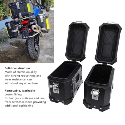 Tissting 18L Motorcycle Side Case - Heavy Duty Aluminum Pannier Hard Saddlebag with Security Lock for Touring Luggage Storage (Black) — view 4