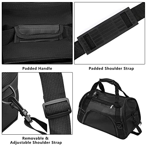 Soft-Sided Foldable Cat/Dog/Pet/Puppy Carrier Bag,Portable Pets Travel Carriers For Cats/Dogs/Pets With Shoulder Strap & Removable Mat,Durable Comfort Cat Basket Airline Approved(Black,Medium) — view 4