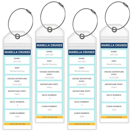 Marella Tui Cruise Luggage Tag Holders, Clear Plastic Tag Holders, 4 Pack
