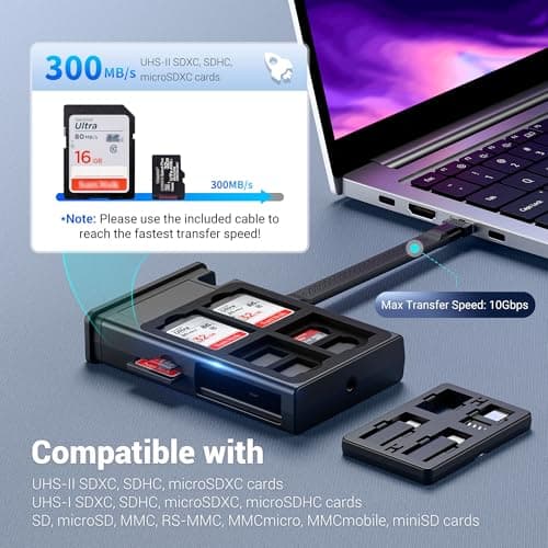 Metal Memory Crad Holder & High-Speed SD Card Reader for 8SD + 16TF Cards — view 4