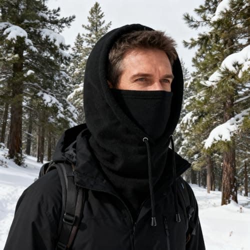 SNBUHA Balaclava Windproof Ski Mask, Soft and Adjustable Winter Neck Warmer, Outdoor Fleece Hood Face Cover Hat for Men Women Running Skiing Cycling Motorbikes Hiking, Black — view 6