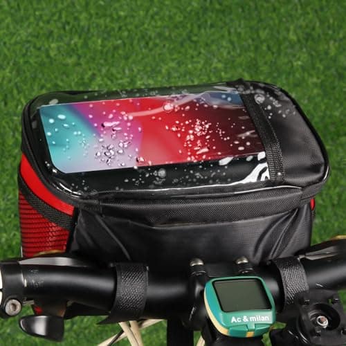YEENAIV 3 Pcs Bike Rear Panniers Bag, Bicycle Rear Rack Waterproof Storage Luggage Bags Bike Saddle Bag, with Bicycle Handlebar Bag Sensitive Touch Screen for MTB Shoulder Bag & Waterproof Seat Cover — view 6