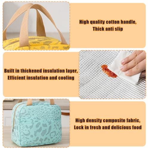 DWE Lunch Bag, Insulated Lunch Bag Cooler Bag Portable Thermal Lunch Box Bags Organizer Tote Bag for Women Adults Kids Work School Picnic Travel (Ink Beige) — view 5