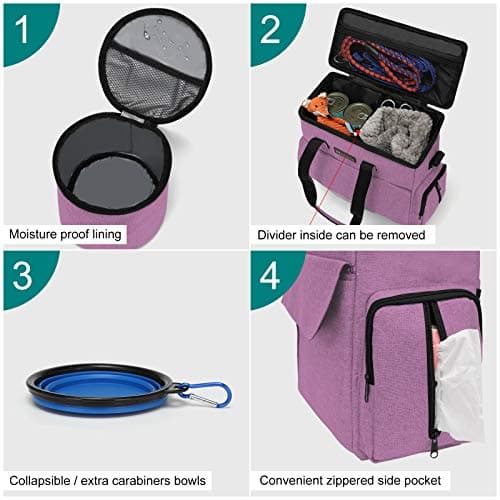 Airline Approved Pet Travel Bag, Weekend Travel Set for Dog and Cat, Tote Organizer with Multi-Function Pockets, Pink — view 4