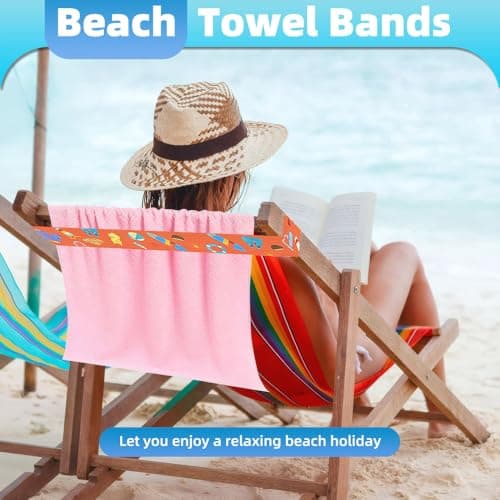 Bmeigo 6-Pack Beach Towel Bands for Sun Loungers Wide Strong Elastic Straps — view 6