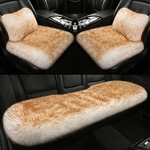 Universal Car Seat Cushions Pad for Dodge Magnum Neon Charger Challenger Durango Viper, 5 Seats Faux Long Wool Soft Warm Winter Seat Covers Supports