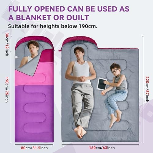 Lightweight 3-4 Season Sleeping Bags for Adult and Kids, 1.3kg Camping Bag — view 3