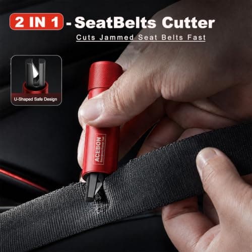 ACEBON 2 Pack Car Safety Hammer, 2-in-1 Window Breaker, Seat Belt Cutter — view 3