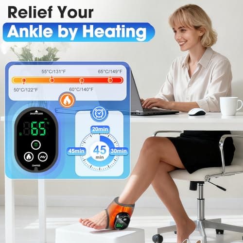 Heated Ankle Massager with Heat Vibration, Cordless Rechargeable Ankle Wrap — view 5