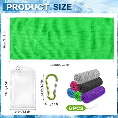 GLGHMH 6PCS Cooling Towels Microfibre Sweat Cloth Breathable Instant Neck Cooler For Men Women Adults For Gym Fitness Yoga Golf Camping Travel Summer Sports Essentials Workout Accessories Set — view 2