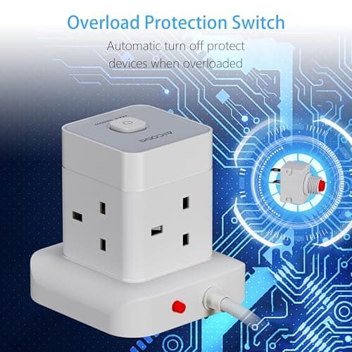 AICODE Cube Extension Lead with 4 USB Slot,4 Way Multi Plug Socket,2M Cable — view 3