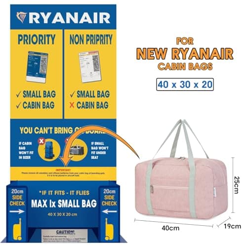 Narwey Ryanair Cabin Bags 40x30x20 Underseat Foldable Travel Duffel Bag 20L — view 2
