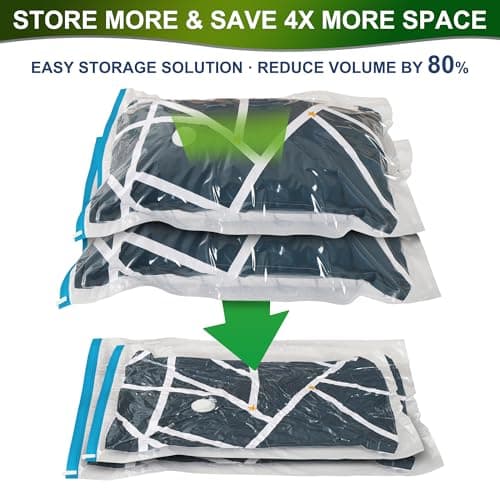 Oumaru Vacuum Storage Bags for Clothes, Vacuum Bags, Space Saver Bags for Clothes, Duvets and Pillows, Hand Pump Included, 10 Combos — view 6