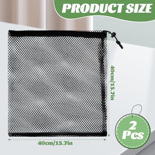 SUBTAVIK 2 Pcs Mesh Drawstring Bags, Black Nylon Net Bags, 40x40cm, Drawstring Closure, Multipurpose Storage for Swimming, Beach, Pool, Travel, Home Use — view 2