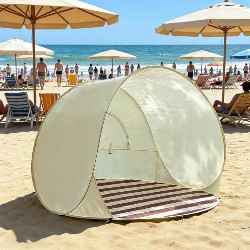 Pop-up Beach Tent for 3-4 Person, UV Protection Pop-Up Beach Sun Shelter, Automatic Sun Shade Shelter Tent with MosquitoNet, Portable Picnic Instant Tents, Beachs Accessories for Park Vacation Travel — view 6