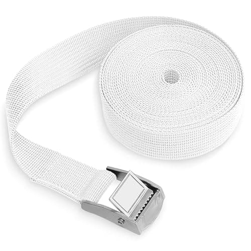 WedDecor Metal Cam Buckle Tie Down Straps 25mm Nylon Straps 1m, White, 1pc