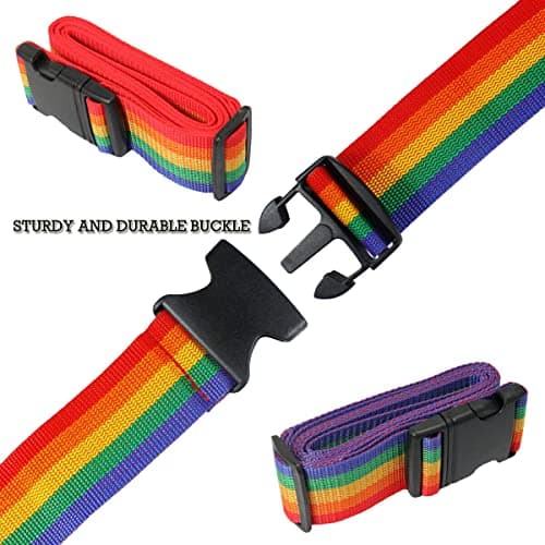 4x MIDHILL Heavy Duty Luggage Straps for Suitcases Packing Belts Travel Accessories Adjustable Bag Strap (Rainbow) — view 5