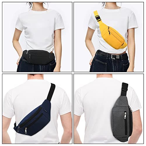 Bumbags Waist Fanny Packs for Men Women Fashion Bum Bag with Adjustable Belt for Sport Running Hiking Jogging Travel Cycling Walking Dog Boys Ladies (Black) — view 5