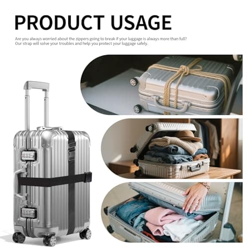 [2 Packs] Luggage Straps, for Suitcases, Adjustable 180cm x 5cm with Quick Release Buckle, Heavy Duty Black Luggage Straps for Travel, Strong Nylon Luggage Safety Straps for Luggage, Handbags — view 4