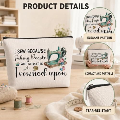 Craft Makeup Bag, Sewing Organiser, Cosmetic Travel Pouch for Sewing Lover — view 3