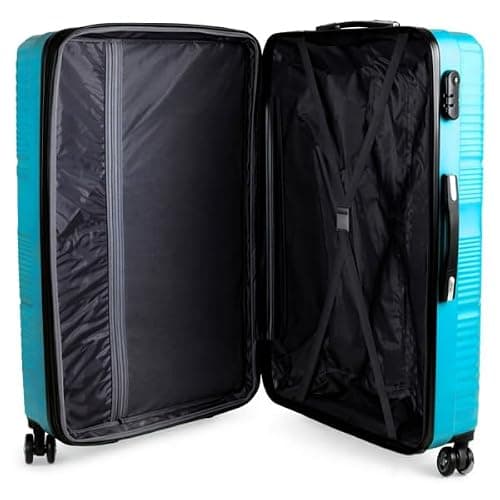 Set of 3 Pcs Luggage Hard Shell Suitcase, Teal, 20" 26" 28" — view 4