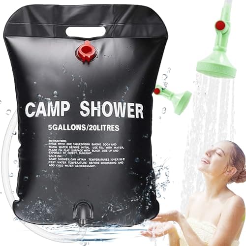 ECtury 20L Camping Shower, 5 Gallons/20L Portable Shower, Solar Shower for Camping, Camping Accessories for Hiking Climbing, Summer Camping Essentials, Camping Equipment