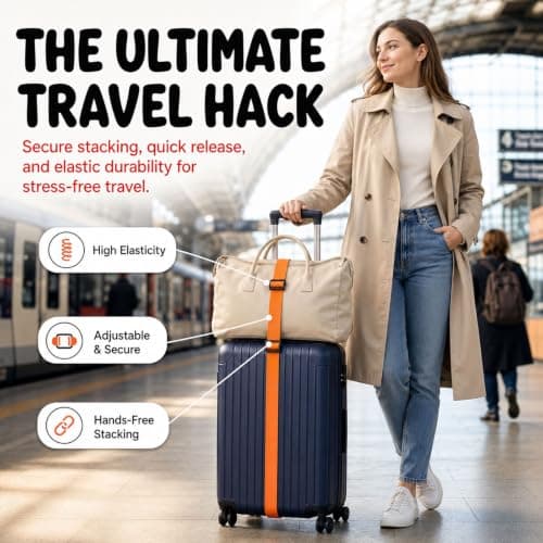 Ruispeed 7-Pack Luggage Straps for Suitcases, Adjustable Elastic Connector Belts for Travel Organization, Bag Security and Multi-Purpose Case Straps — view 6