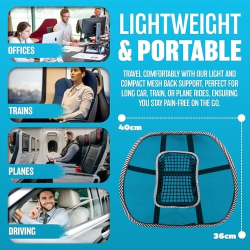 BARGAINS-GALORE Mesh Black Lumbar Cushion - Office Seat Spine Support Pain Relief | Lower Back Posture for Work, Computer or Gaming Desk, Driving | Healthy — view 5