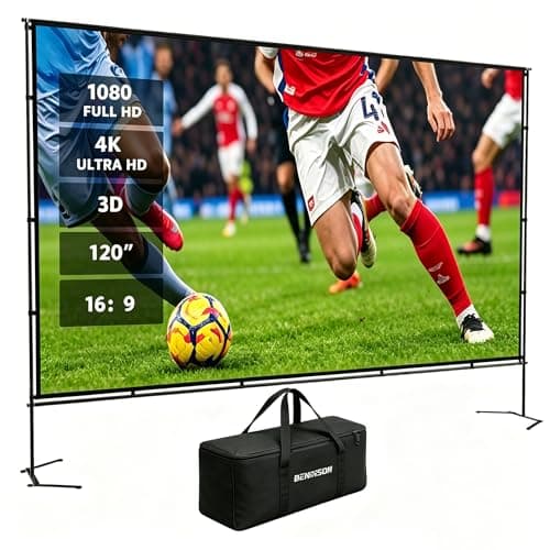 BENOISON 120inch Portable 16:9 4K HD Outdoor Projector Screen with Stand