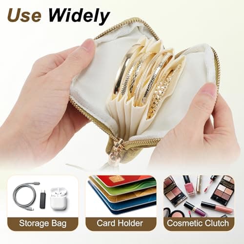 VOCOSTE Travel Jewelry Case, Portable Jewelry Organizer with 6 Independent Layers, Small Pouch Bag for Necklace Bracelet Rings Earring Storage, Women Gift Idea, Green — view 2