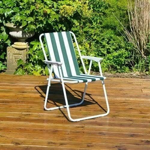 Unibos | 2X Outdoor Deck Chair Garden Patio Folding Camping Picnic Beach BBQ Party Outdoor Stripe Chair (2 Striped Chair) — view 5