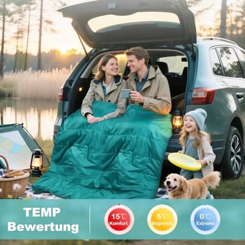 AGEMORE Cotton Flannel Double Sleeping Bag for Adults, Queen Size 2 Person Sleeping Bag for Camping Biking or Backpacking, Waterproof & Lightweight for Truck,Tent or campervan (Lake Blue/Black) — view 2
